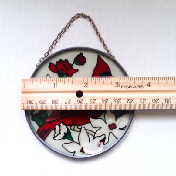 Cardinal Stained Glass SunCatcher Red Bird Vintage Joan Baker Window In/Outdoor - Picture 3 of 3
